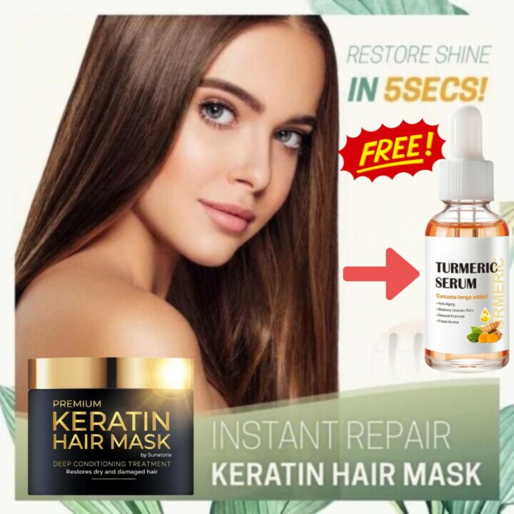 Shiny Instant Keratin™ Hair Repair Mask + Free Gift Turmeric Serum ...